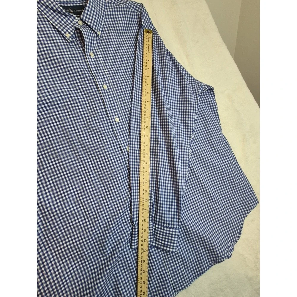 Polo Ralph Lauren Button Down Shirt Mens XL Blue White Gingham Check Cotton Pony